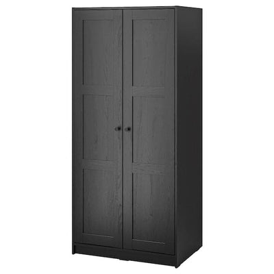 RAKKESTAD - Wardrobe with 2 doors, black-brown, 79x176 cm - best price from Maltashopper.com 50453758