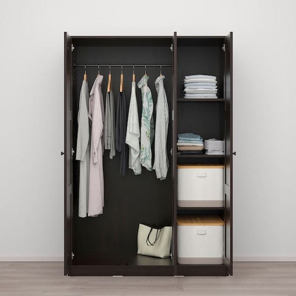 Ikea RAKKESTAD - Wardrobe with 3 doors, black-brown, 117x176 cm
