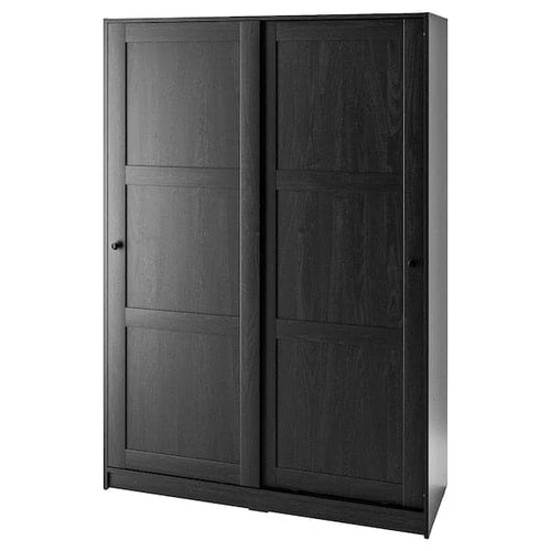 RAKKESTAD - Wardrobe with sliding doors, black-brown, 117x176 cm