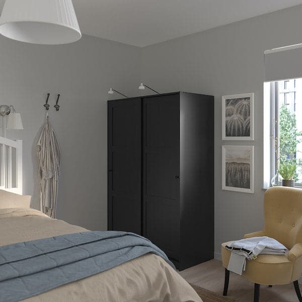 Ikea RAKKESTAD - Wardrobe with sliding doors, black-brown, 117x176 cm