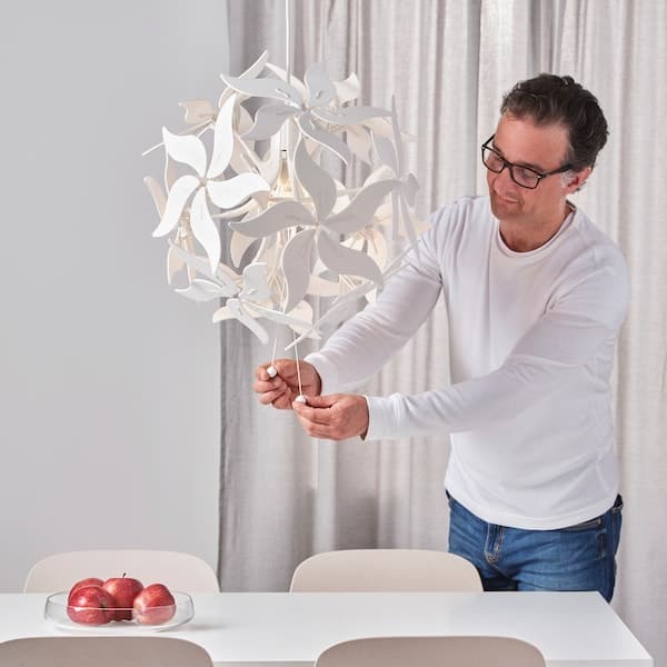 Ikea RAMSELE - Pendant lamp, flower/white, 43 cm