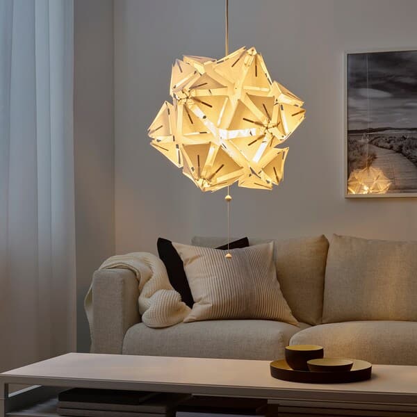 Ikea RAMSELE - Pendant lamp, geometric/white, 43 cm