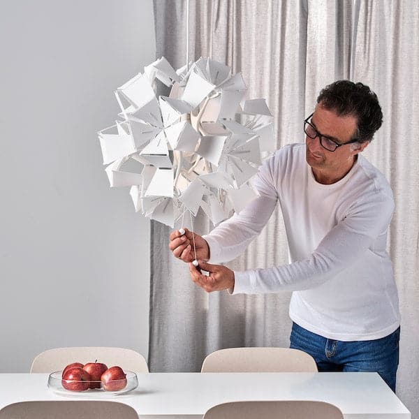 Ikea RAMSELE - Pendant lamp, geometric/white, 43 cm