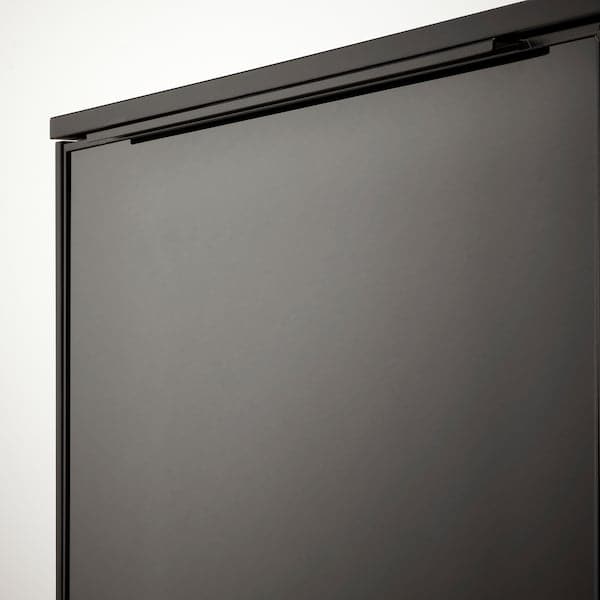 Ikea RANNÄS - TV bench with doors, black/black glass, 178x42 cm