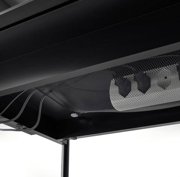 Ikea RANNÄS - TV bench with doors, black/black glass, 178x42 cm