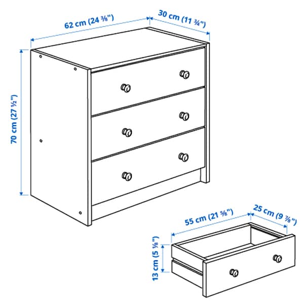 RAST Chest of drawers with 3 drawers - pine 62x70 cm , 62x70 cm - Premium Hardware Accessories from Ikea - Just €77.99! Shop now at Maltashopper.com