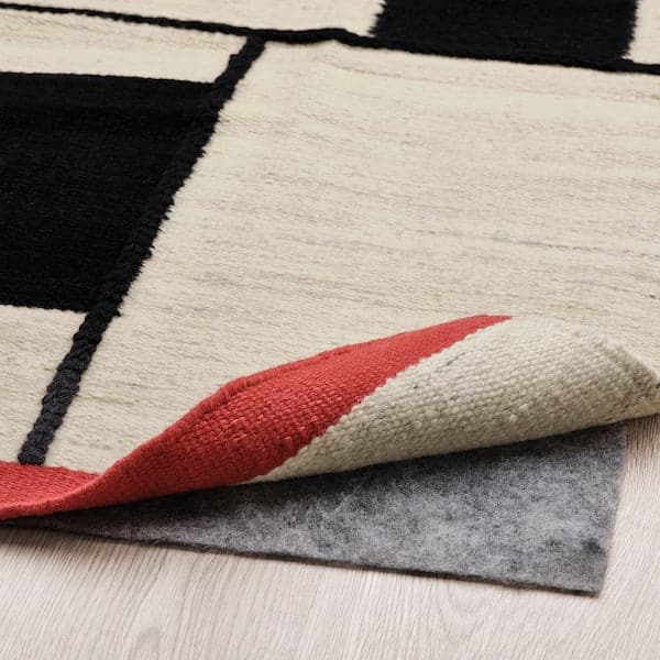 Ikea RASTPLATS - Rug, flatwoven, handmade beige/black, 170x240 cm