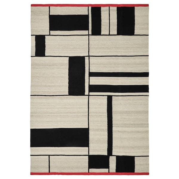 RASTPLATS - Rug, flatwoven, handmade beige/black, 170x240 cm - best price from Maltashopper.com 90560313