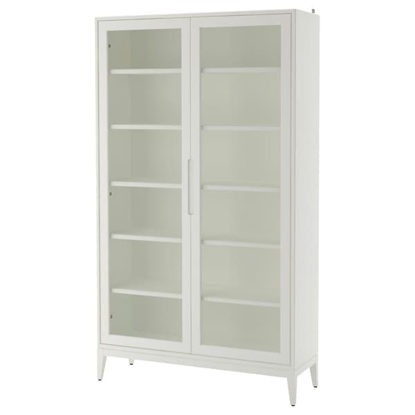 REGISSÖR - Glass-door cabinet, white, 118x203 cm - best price from Maltashopper.com 30342078