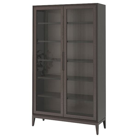 Ikea REGISSÖR - Glass-door cabinet, brown, 118x203 cm