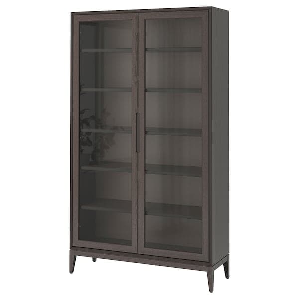 REGISSÖR - Glass-door cabinet, brown, 118x203 cm