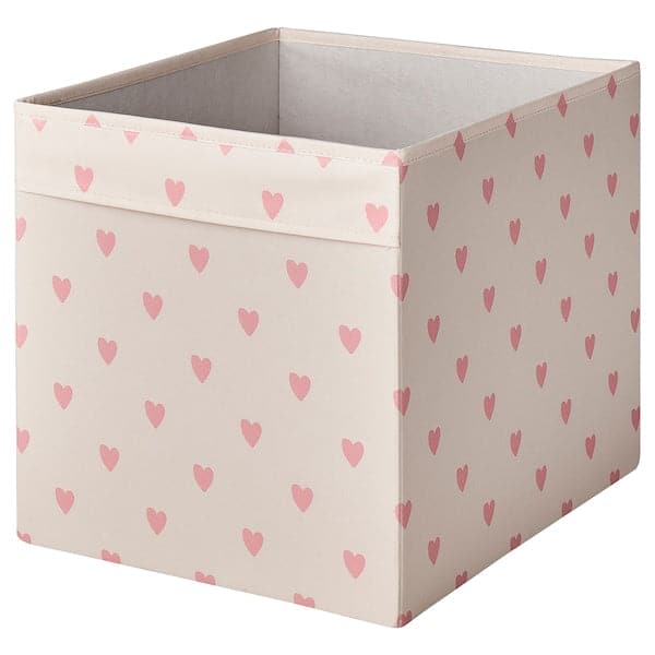 REGNBROMS - Box, heart pattern/pink, 33x38x33 cm