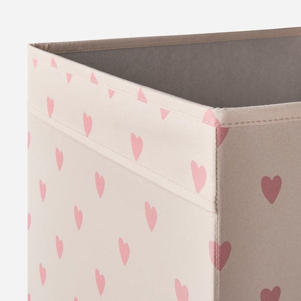 Ikea REGNBROMS - Box, heart pattern/pink, 33x38x33 cm