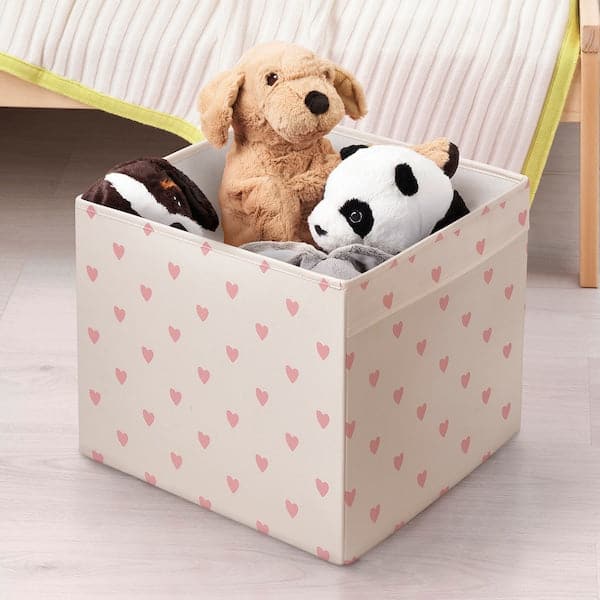 Ikea REGNBROMS - Box, heart pattern/pink, 33x38x33 cm