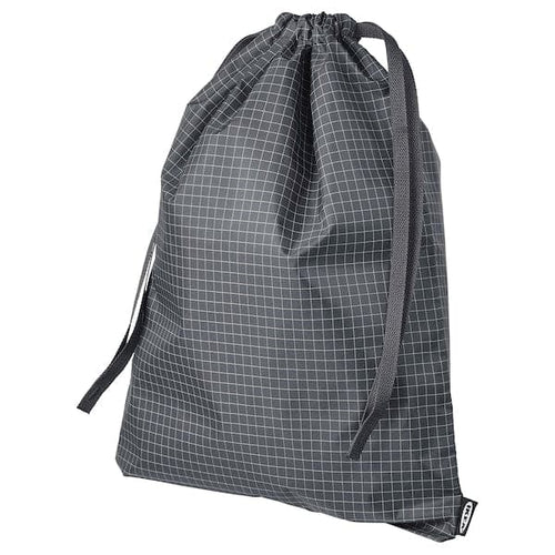 RENSARE - Bag, check pattern/black, 30x40 cm/8 l