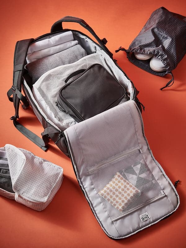 Ikea RENSARE - Bag, check pattern/black, 30x40 cm/8 l