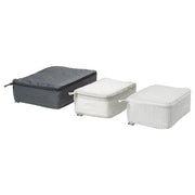 Ikea RENSARE - Clothes bag, set of 3, check pattern/grey black