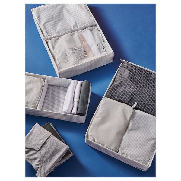 Ikea RENSARE - Clothes bag, set of 3, check pattern/grey black
