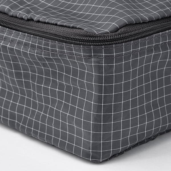 RENSARE - Clothes bag, set of 3, check pattern/grey black