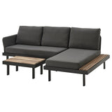 REVSKÄR 3-seat conversation set, outdoor anthracite/Frösön/Duvholmen dark grey, 211x65x130 cm