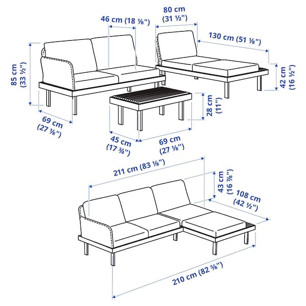 REVSKÄR - Furniture set, 3 places, outdoor anthracite/Järpön/Duvholmen anthracite - best price from Maltashopper.com 49544731