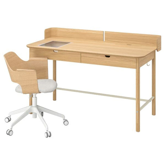 Ikea RIDSPÖ / FJÄLLBERGET - Desk and chair, beige oak ,