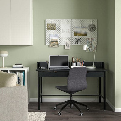 RIDSPÖ / LÅNGFJÄLL - Desk and chair, anthracite dark grey/black , - best price from Maltashopper.com 59502877