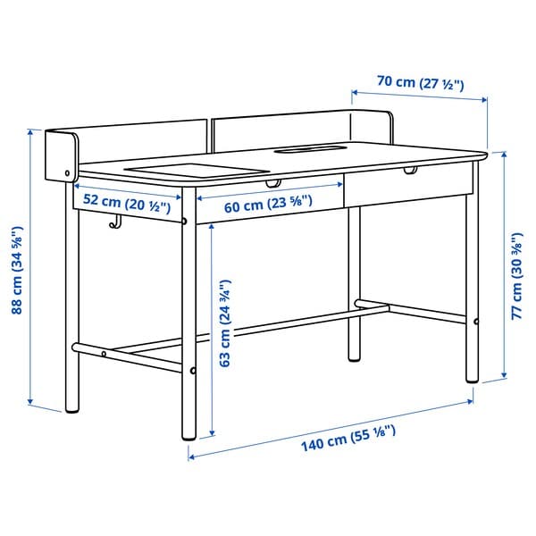RIDSPÖ / LÅNGFJÄLL - Desk and chair, beige/white oak , - best price from Maltashopper.com 69502674