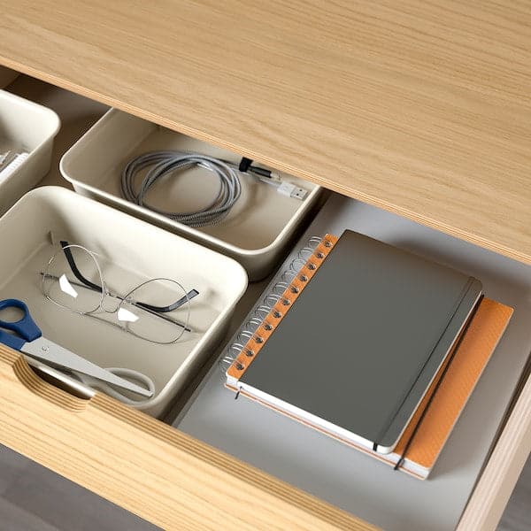 Ikea RIDSPÖ / LÅNGFJÄLL - Desk and chair, beige/white oak ,