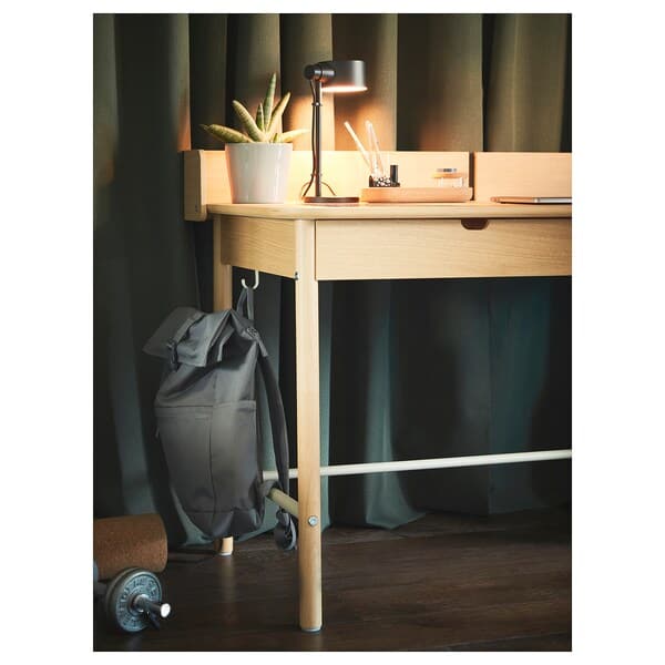 Ikea RIDSPÖ / LÅNGFJÄLL - Desk and chair, beige/white oak ,