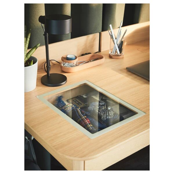Ikea RIDSPÖ / LÅNGFJÄLL - Desk and chair, beige/white oak ,