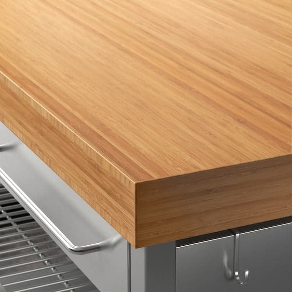 RIMFORSA - Work bench, stainless steel/bamboo, 120x63.5x92 cm - best price from Maltashopper.com 90399284