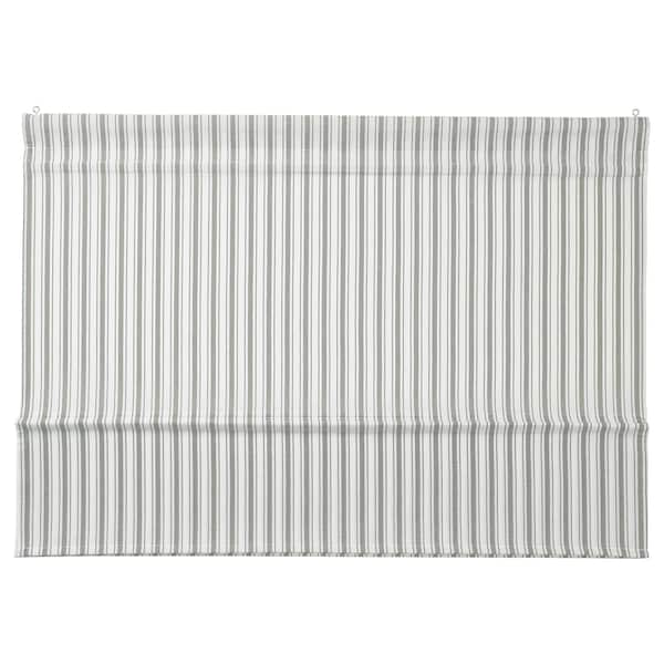 RINGBLOMMA - Roman blind, white/green/striped, 60x160 cm