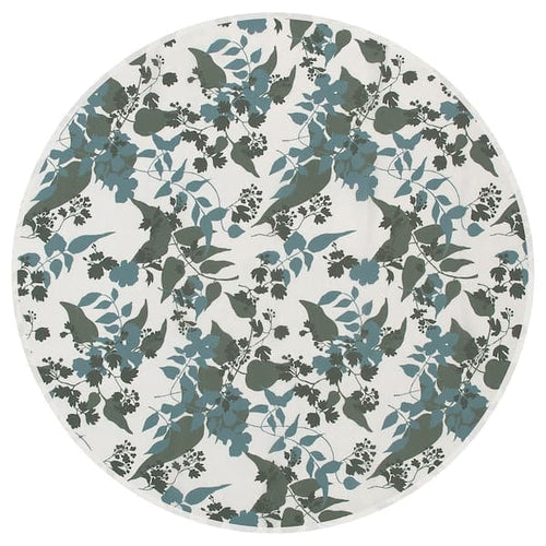 RINGBUK - Tablecloth, white green/blue/leaf, 150 cm