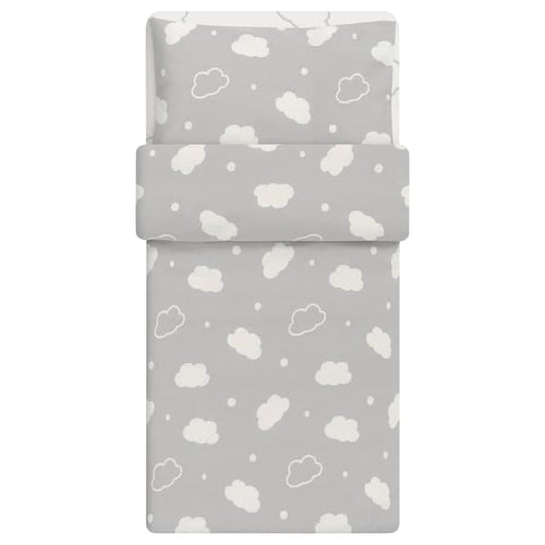 RINGDUVA - Cot linen set, 3 pieces, cloud/grey, , 60x120 cm