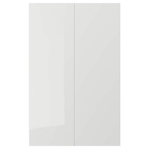 RINGHULT 2-p door f corner base cabinet set, high-gloss light grey, 25x80 cm