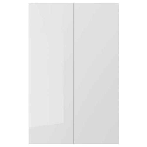RINGHULT - 2-p door f corner base cabinet set, high-gloss light grey, 25x80 cm