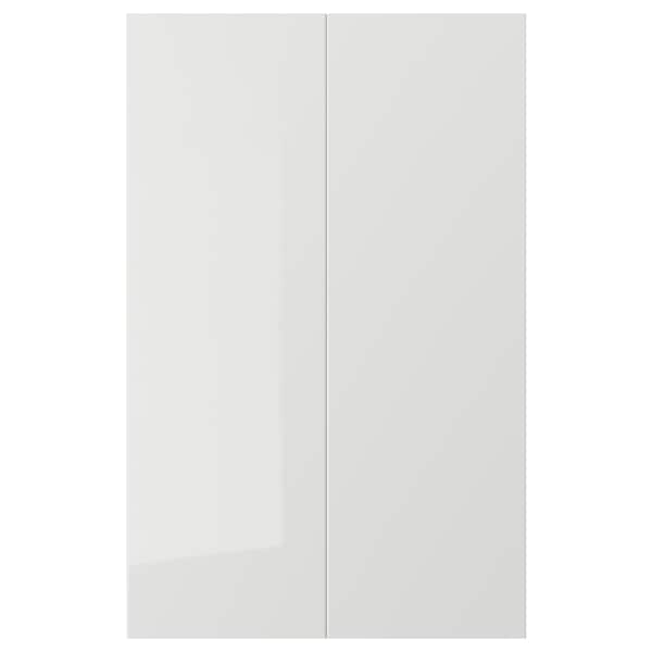 RINGHULT - 2-p door f corner base cabinet set, high-gloss light grey, 25x80 cm