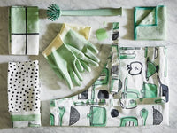 RINNIG - Apron, white/green/patterned, 69x85 cm - best price from Maltashopper.com 40476454
