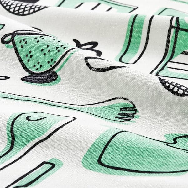 RINNIG - Tea towel, white/green/patterned, 45x60 cm - best price from Maltashopper.com 60476354