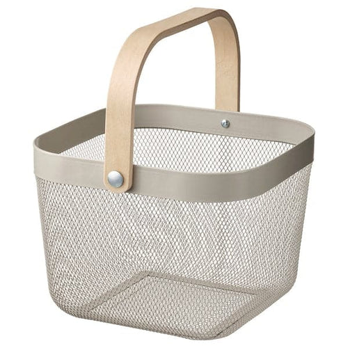 RISATORP - Basket, grey-beige, 25x26x18 cm