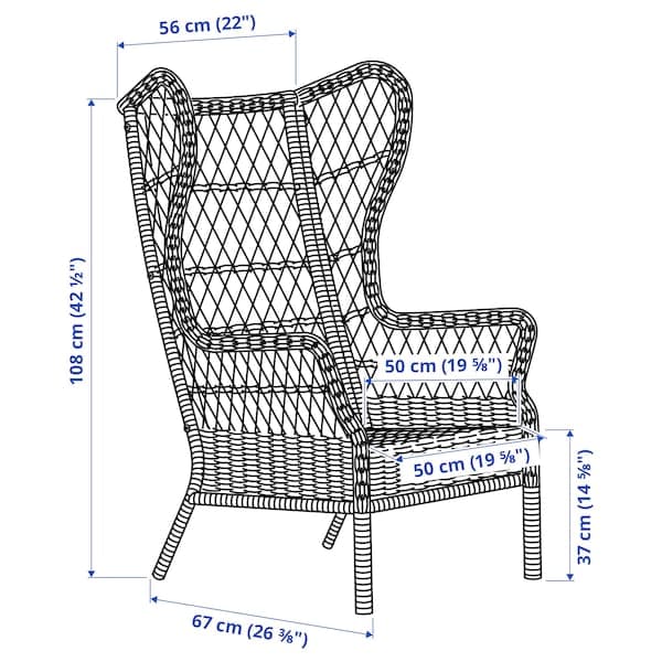 Ikea RISHOLMEN - Wing chair, in/outdoor, brown