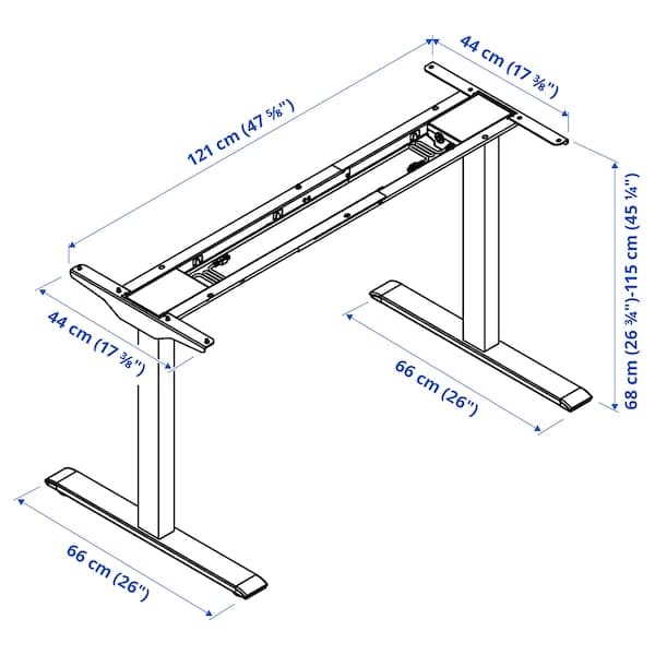 RODULF Adjustable base for table top - white 140x80 cm - best price from Maltashopper.com 60464290