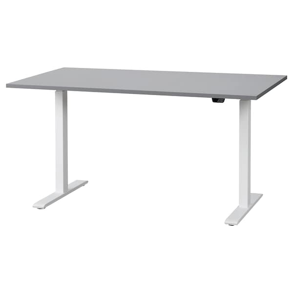 RODULF Height adjustable desk - grey/white 140x80 cm