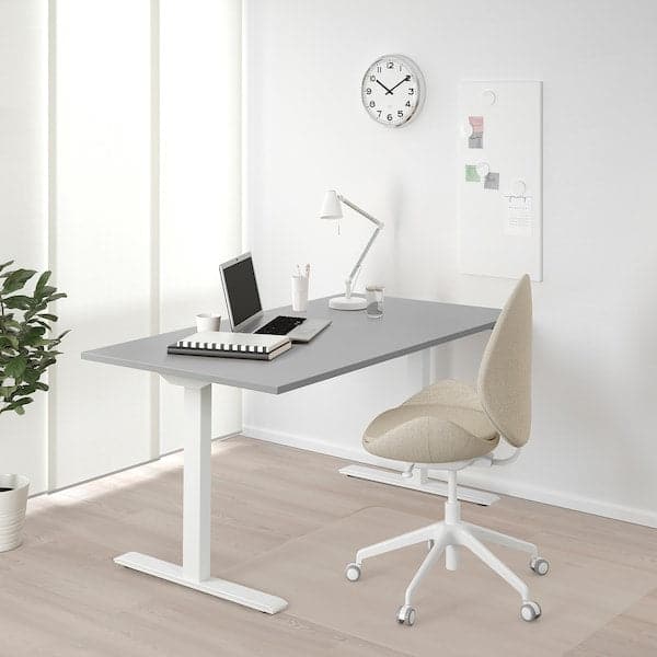 RODULF Height adjustable desk - grey/white 140x80 cm - best price from Maltashopper.com 99326170