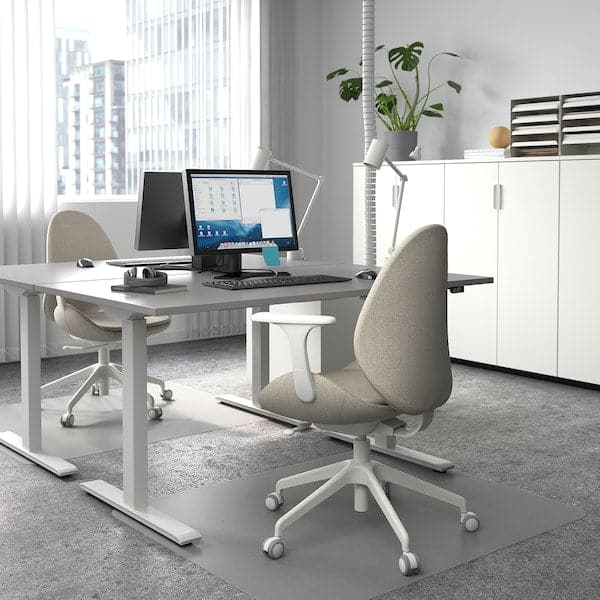 RODULF Height adjustable desk - grey/white 140x80 cm