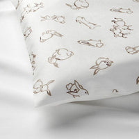 RÖDHAKE - Duvet cover 1 pillowcase for cot, rabbit pattern/white/beige, 110x125/35x55 cm - best price from Maltashopper.com 30440173