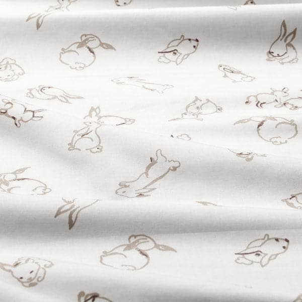 RÖDHAKE - Duvet cover 1 pillowcase for cot, rabbit pattern/white/beige, 110x125/35x55 cm - best price from Maltashopper.com 30440173