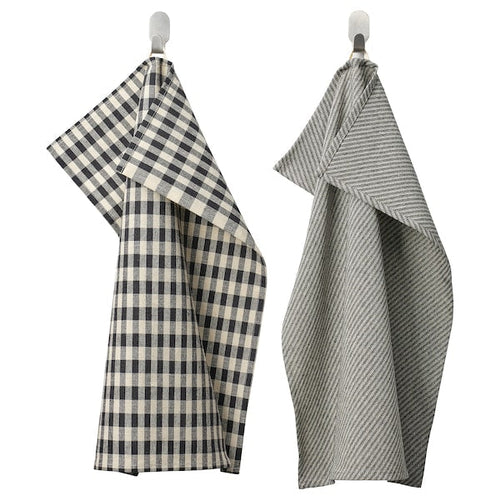 RÖDKNOT - Tea towel, patterned/light beige black, 45x60 cm