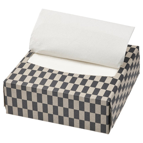 RÖDKNOT - Paper napkin, check pattern light brown/black, 16x32 cm